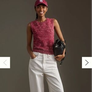 Pilcro Sweater Vest Small Red Sleeveless Knit‎ Top Preppy Layering